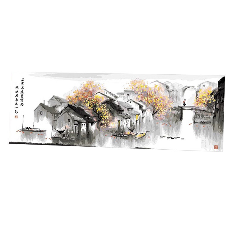diy数字油画油彩画填色江南水乡