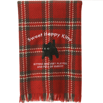 畹町萌趣可爱围巾女士秋冬季保暖小猫小狗小熊学院风围脖流苏披肩