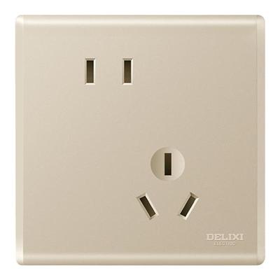 德力西奶油风开关插座哑光金面板