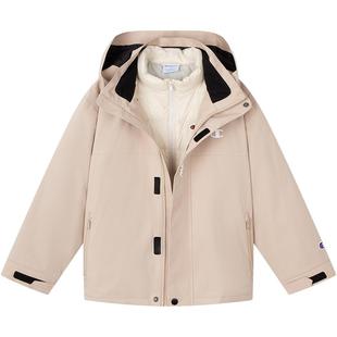 【三合一】Champion冠军男女童装25新款冬季冲锋衣抗菌羽绒服外套