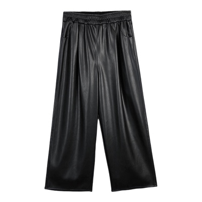 AuntRow FW 马赛里昂 环保蛋白皮pu&休闲廓形磨毛九分皮裤