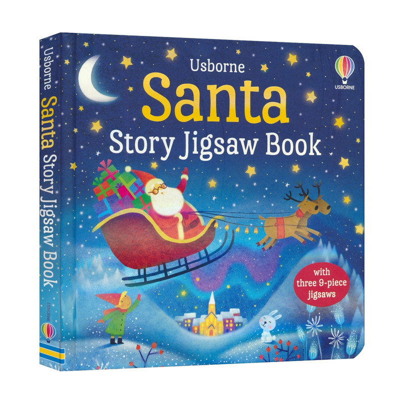 Usborne Santa Jigsaw Puzzle Book 尤斯伯恩 圣诞老人拼图书 益智活动 亲子绘本 英语早教启蒙 英文原版进口儿童图书