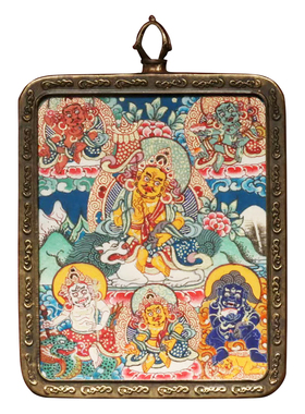 手绘龙蛇随身佛牌吊坠小唐卡