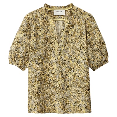 bash2026新款南法小金盏复古度假碎花泡泡袖宽松衬衫上衣1E26PUEB