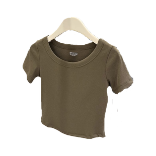 短袖t恤女夏季2026新款灰色修身短款百搭圆领时尚女款打底衫上衣