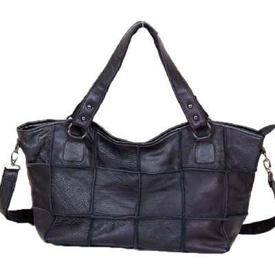 休闲百搭托特包牛皮质感单肩女包