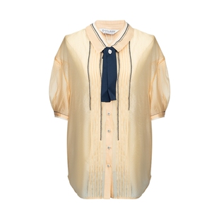 D-HARRY/迪哈利春秋新款时尚百搭五分袖黄色衬衫DH241D97055D