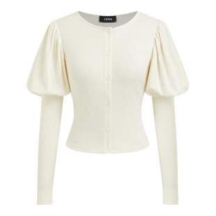 【明星同款】CIDER女装圆领纽扣朱丽叶袖美式复古上衣114909493