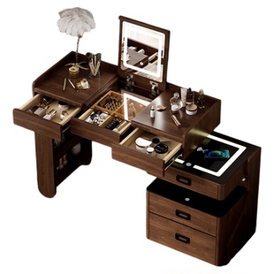 鹿匠梳妆台保险柜一体式2026新款小鹿智能LED化妆镜1米宽化妆桌家用保险箱卧室小户型隐藏式小型床头保险柜