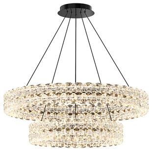 水晶吊灯现代简约波浪客厅灯轻奢高级感天鹅湖圈圈灯别墅大厅吊灯