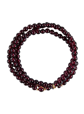 普琳丝天然紫牙乌石榴石手链天然原石正品配饰好运水晶手串酒红色