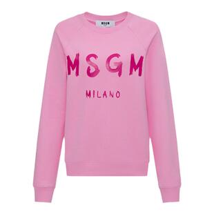 MSGM女士美式彩绘徽标印花纯棉圆领套头休闲卫衣长袖黄色白色黑色