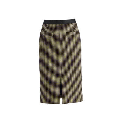 OBEG欧碧倩复古千鸟格半身裙轻熟气质开叉包臀中长裙女冬10484153