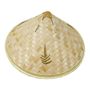 供应大沿三叶农民斗笠帽夏季户外钓鱼遮阳防晒竹编斗笠帽定制印字