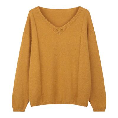 solighter法式羊毛v领套头毛衣