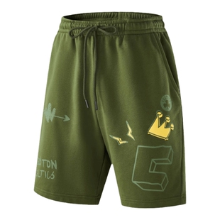 NBA凯尔特人/湖人/勇士球队文化系列情侣手绘宽松5分裤短裤