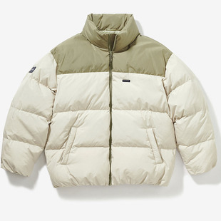 714street立领拼接羽绒服男秋冬季加绒加厚短款潮牌情侣保暖外套