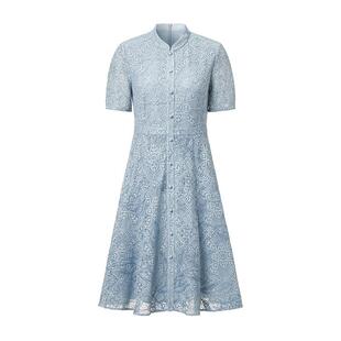 【悠然假日】VGRASS维格娜丝夏季新款重工蕾丝刺绣A摆连衣裙