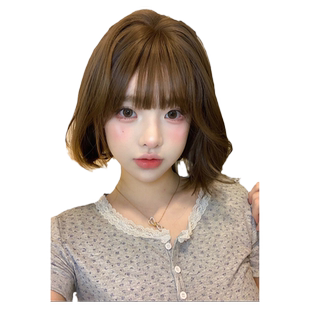 哼唧家假发女短发自然榛果灰棕微卷Lolita短卷发蓬松学生jk全头套