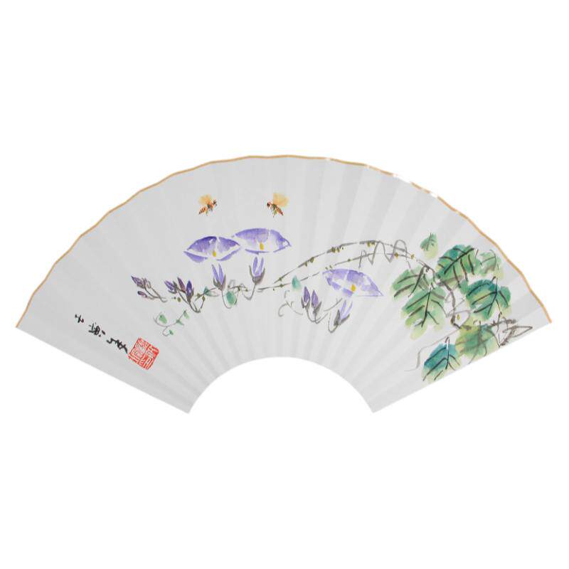 手绘书法扇面国画花卉花鸟中国风