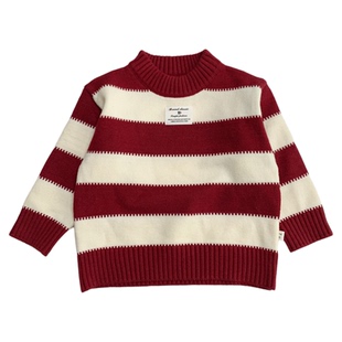 儿童条纹针织衫2025秋冬装男女童毛衣打底衫新年红色拜年服毛线衣
