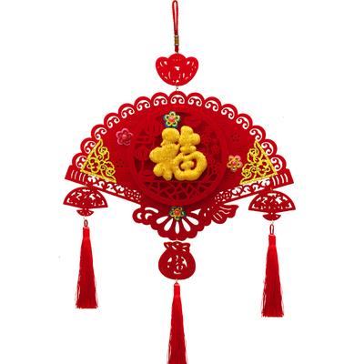 新年乔迁装饰中国结扇形双鱼挂件