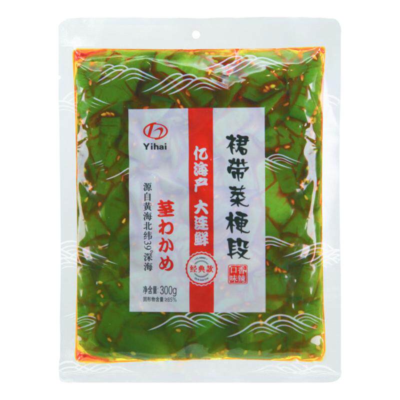 5袋亿海裙带菜梗段300g开袋即食香辣海白菜新鲜海带大连厂家直销