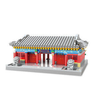 魔域积木拼装微颗粒中国建筑清华北大校门国风高难度拼插儿童玩具