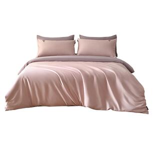 TeenieWeenie小熊60支新疆长绒棉贡缎纯色双拼四件套轻奢床上用品