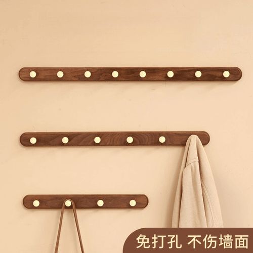 民宿茶楼实木衣服挂钩免玄关门衣柜壁挂试衣间后墙上打孔衣帽铜色
