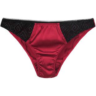 韵扉春夏桑蚕丝性感蕾丝三角裤女红色低腰透气短裤舒适真丝绸内裤
