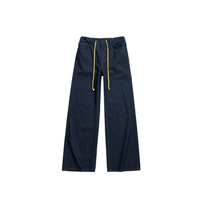 IIIVIVINIKO2026春新款运动感撞色抽绳直筒牛仔裤女M611801204A