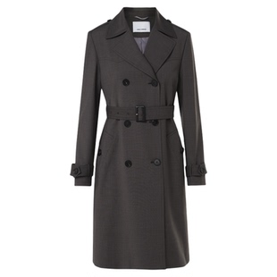 朗姿羊毛复古双排扣中长款风衣收腰气质高智感外套2026年春季新款