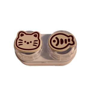 可爱猫咪鱼抽屉式美瞳盒便携小巧伴侣盒收纳护理盒隐形眼镜盒学生