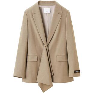 OVV秋冬女装意大利进口面料时尚飘带套装西服外套