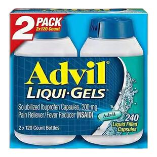 美国进口advil布洛芬液体胶囊止痛消炎药退烧药解热镇痛舒缓疼痛