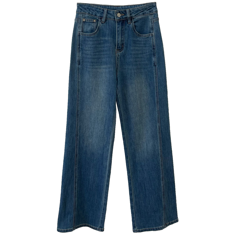 巨显瘦筷子裤！高腰宽松直筒牛仔裤女秋季裤子垂感窄版阔腿裤长裤