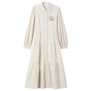 KEIKO [抗皱] 法式暗条纹衬衫连衣裙春季叠搭轻法风A字大摆长裙子