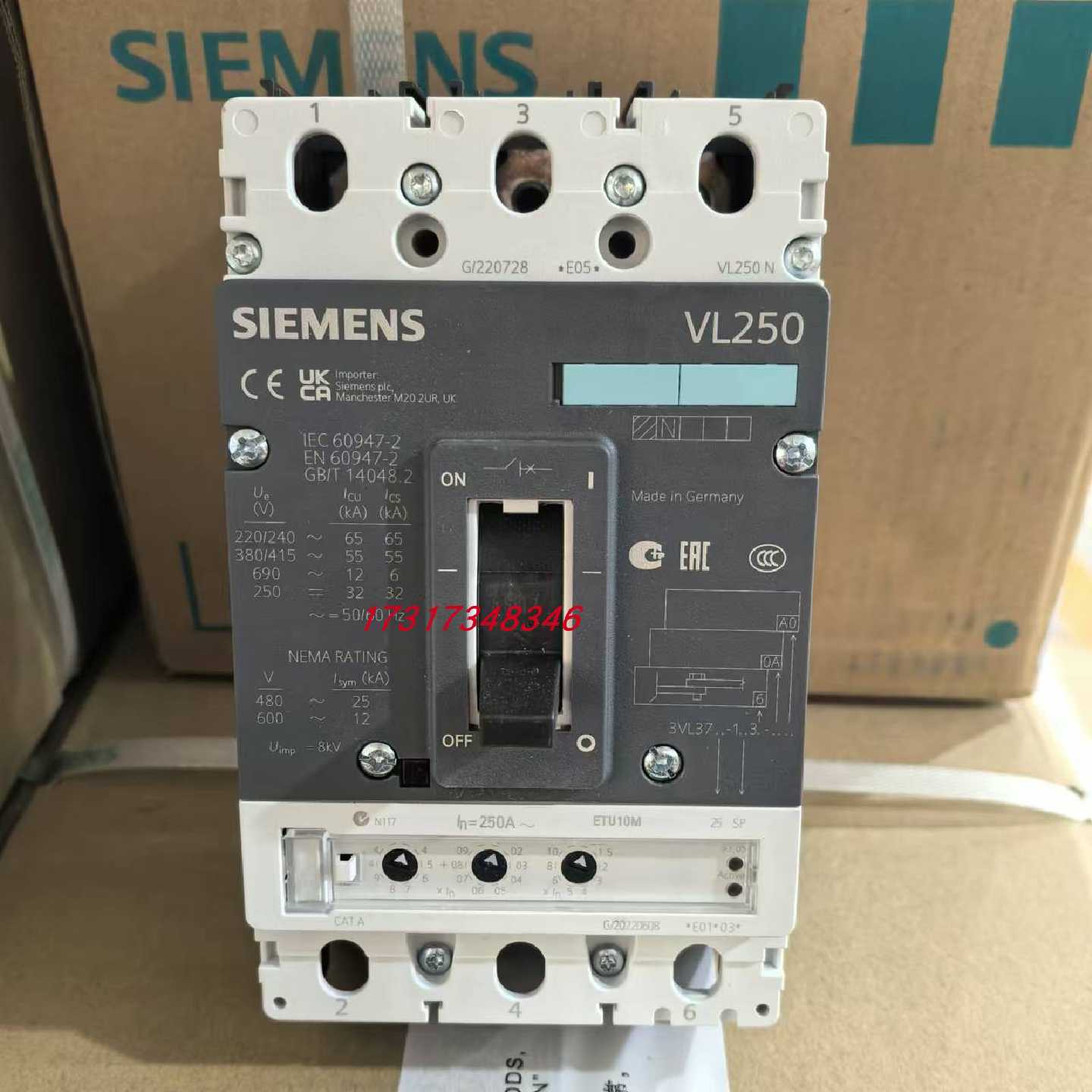 议价德国西门子VL250塑壳断路器160A3P3VL3725-1SP36-0AA0全新原