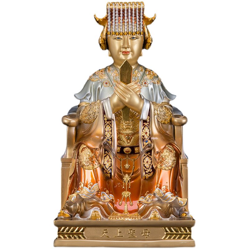 纯铜彩绘妈祖娘娘供奉妈祖神像