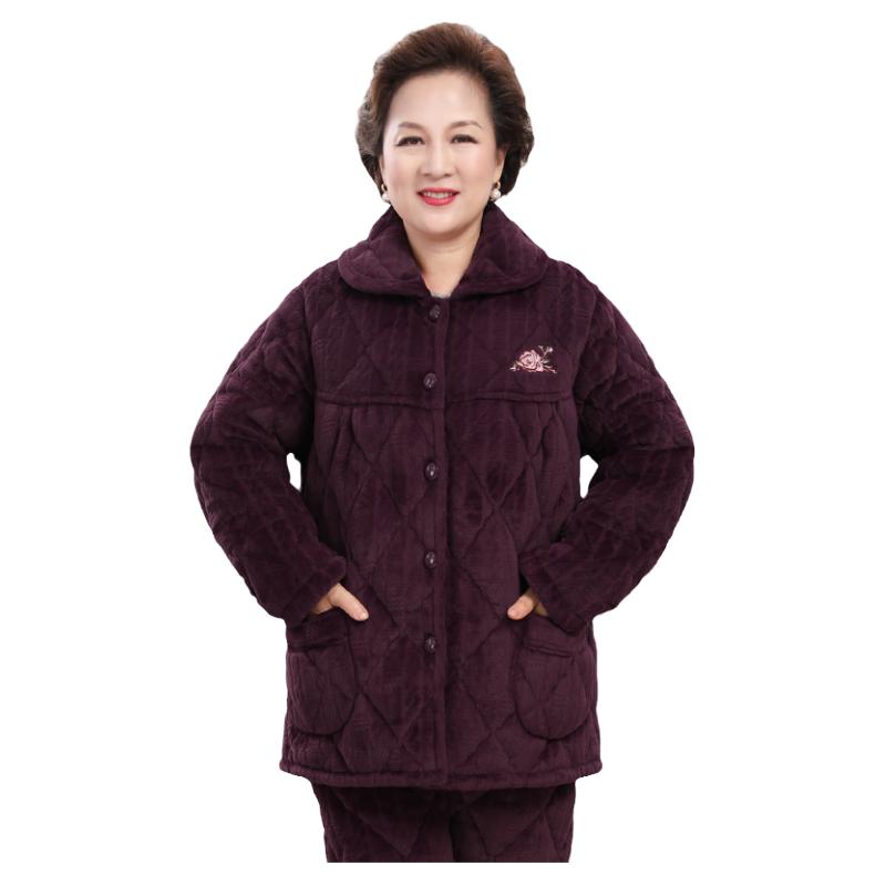 中老年人女珊瑚绒加厚睡衣冬季