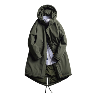 男士连帽中长款燕尾羽绒服宽松休闲廓形加厚90白鸭绒风衣外套冬季