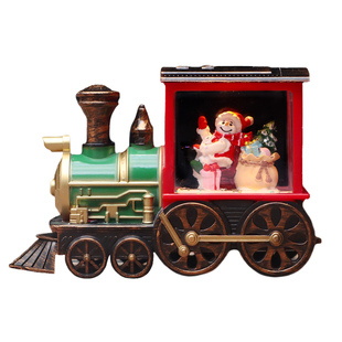 铜色圣诞老人开小火车水晶灯音乐盒平安夜小夜灯送孩子圣诞节礼物