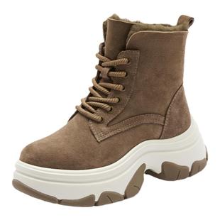 思加图新款复古雪地靴保暖毛里短靴加绒时装靴S1116DD4