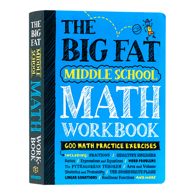 美国学霸笔记练习册 中学数学 英文原版 The Big Fat Middle School Math Workbook 插图涂鸦风教辅 课外练习正版进口书 知识获取