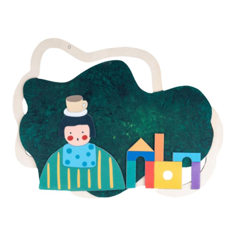 幼儿园莫兰迪色森系卡通人物系列环创区域材料异形不规则木板吊饰