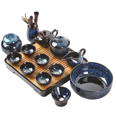 窑变功夫茶具套装家用泡茶壶小套高档建盏茶杯盖碗自动茶道简易