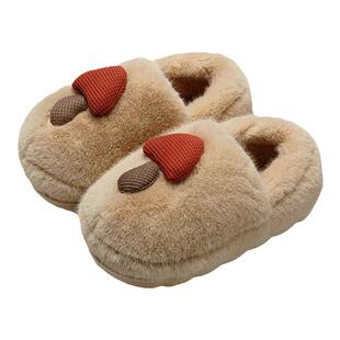 孕妇棉拖鞋女士秋冬季防滑厚底包跟室内家居月子保暖可爱毛毛棉鞋