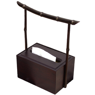 竹制中式仿古提手纸巾盒餐厅名宿高档复古抽纸盒竹制品工艺纸收纳