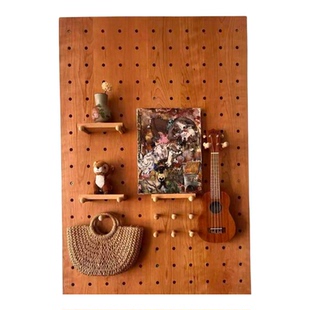 实木洞洞板定制展示架入户门口玄关置物架木质桌面墙面书桌收纳墙